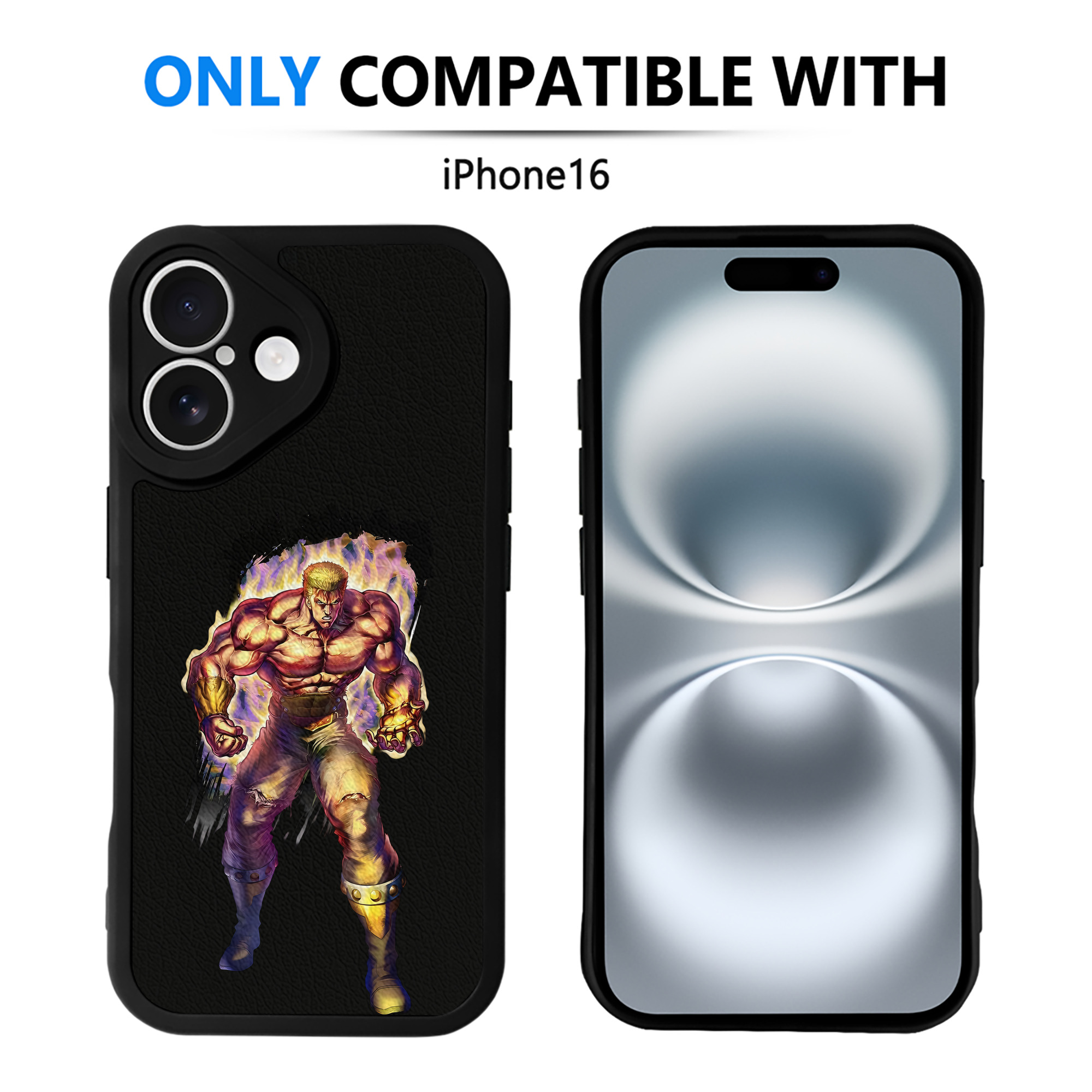（画像用） 北斗の拳 Fist of the North Star 【iPhone 16シリーズ対応】シリコンスマホケース（レザー調） 材質：シリコン